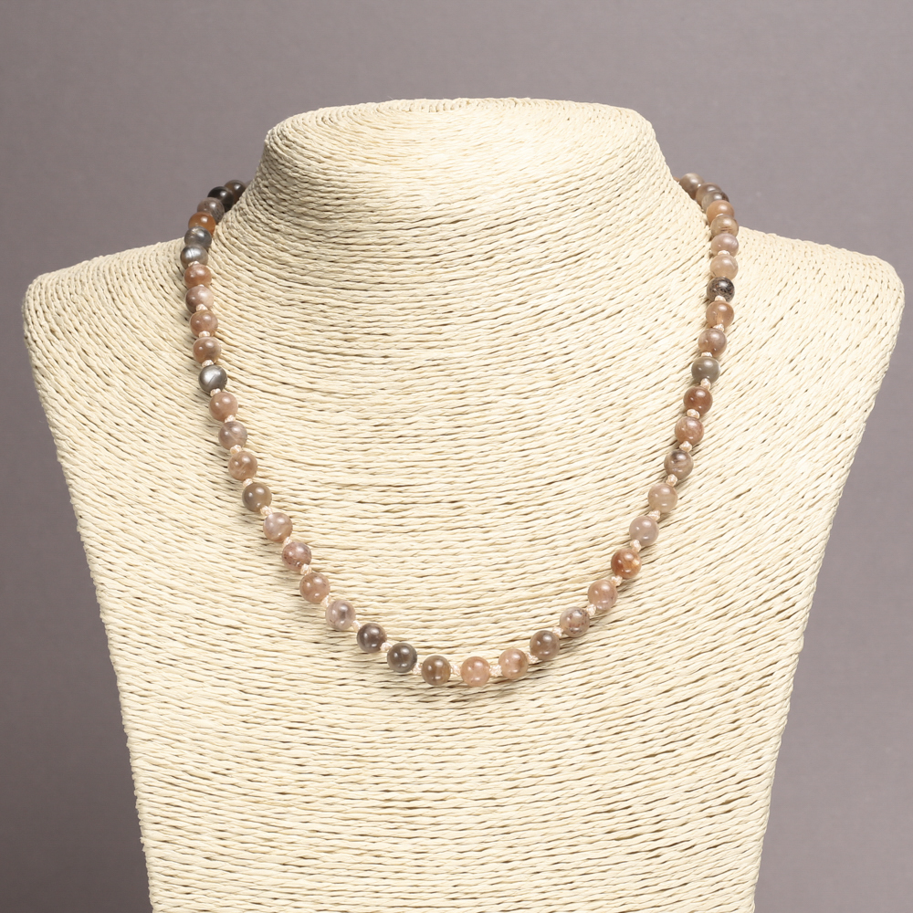 Natural Selenite Necklace with a Smooth Bead, 6 mm Diameter +/-, 45 cm Length +/-