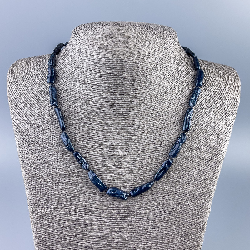 Necklace of natural black Baroque pearls, diameter 17x6 mm, length 48 cm +