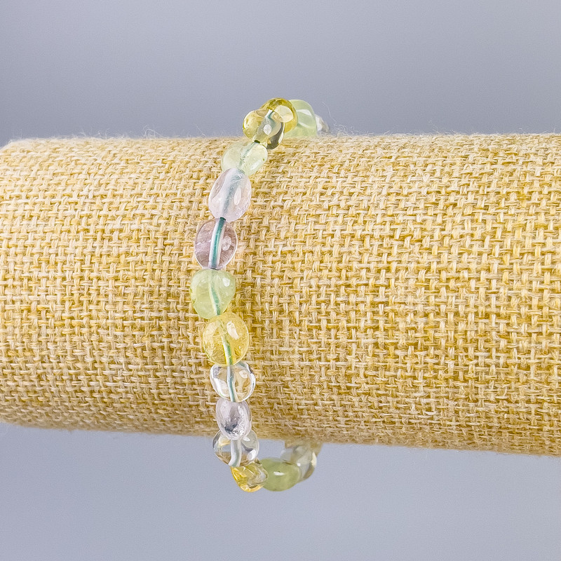 Bracelet 'Assortment' with natural faceted stones, diameter 9×6 mm ±, length 18 cm (stretch)