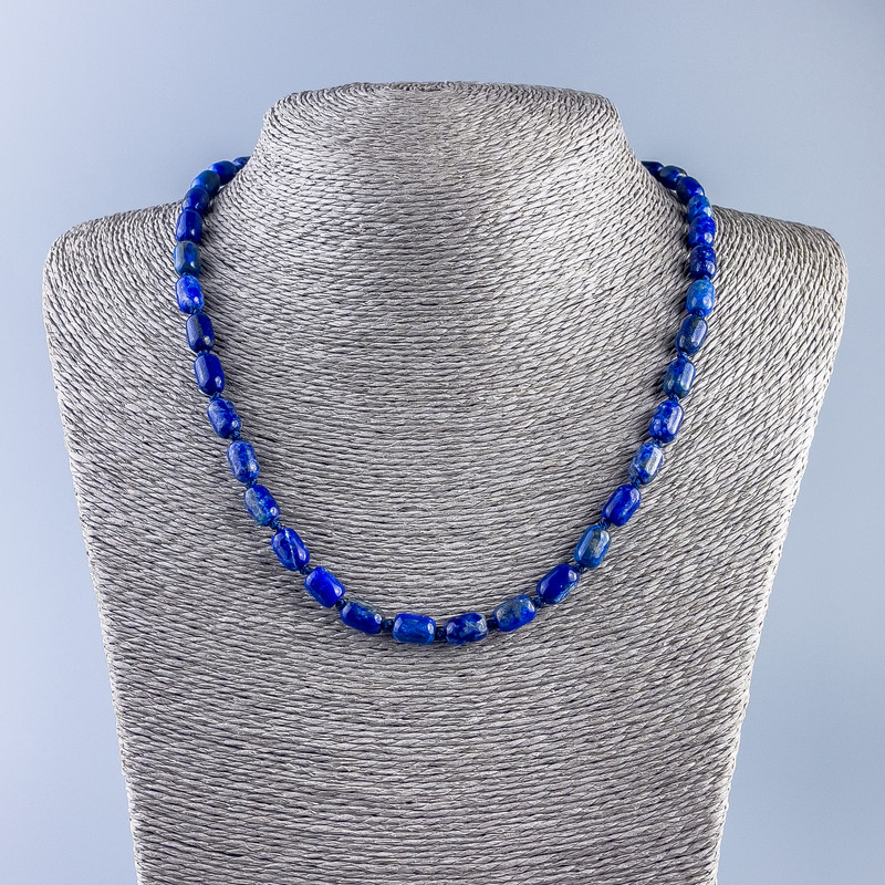 Lazurite Bead Necklace, Barrel-shaped Beads, 9×6 mm, Length 48 cm