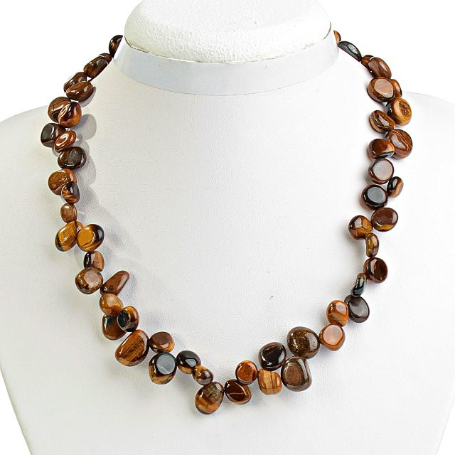 Necklace Tiger's Eye Butterfly 8-20mm, length 46cm