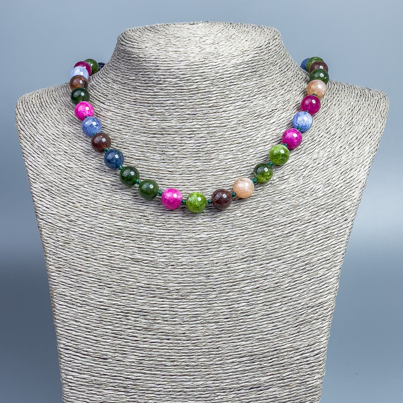 Bead Necklace Assorted Smooth Beads, 10 mm diameter, 48 cm length