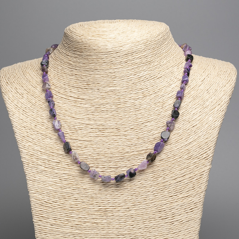 Charoite Bead Necklace, Natural Stone, Faceted Beads, Diameter 8×6 mm, Length 50 cm