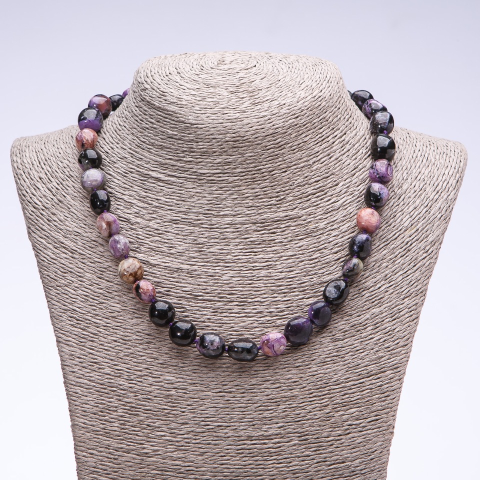 Charoite Natural Stone Necklace, Faceted, 10 mm Diameter, 45 cm Length