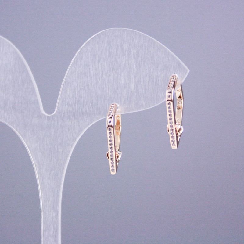 Xuping Earrings 18K Gold Plating with White Crystals 19x15mm+