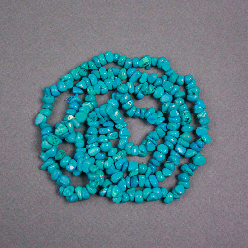 Turquoise Blue Chip Beads on Thread, Diameter 7x6x4 mm, Length 78 cm
