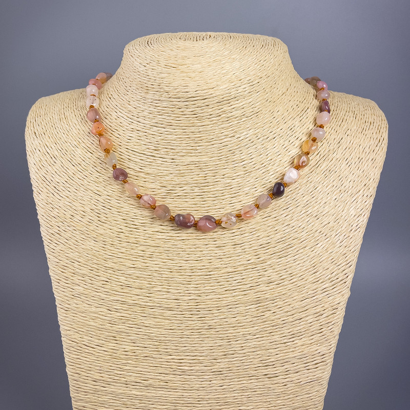 Carnelian necklace with natural gemstone faceted beads, diameter 6×8 mm, length 48 cm