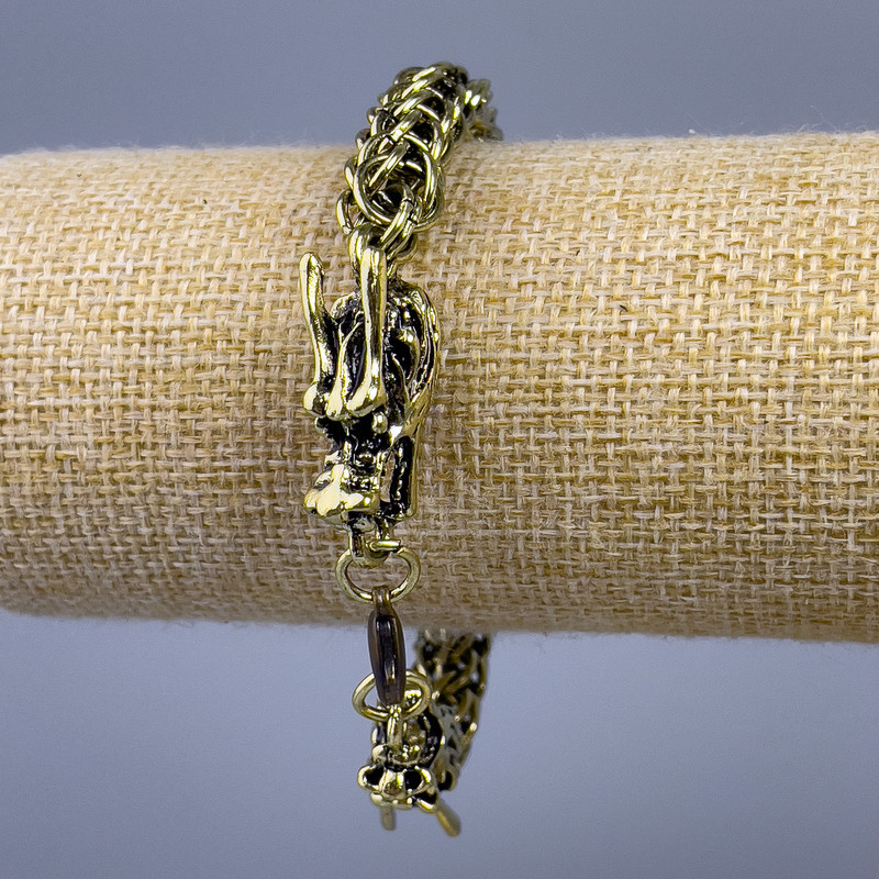 Chain bracelet 'Dragon' gold-tone metal 10.5x30mm, thickness 9mm, length 22cm +