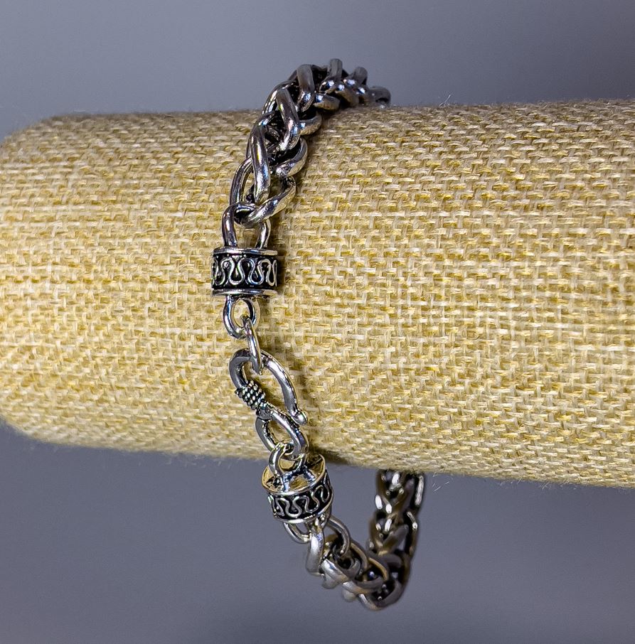 Bracelet-chain 'Lock' silver metal 6x8 mm links, 8 mm thickness, length 21 cm +