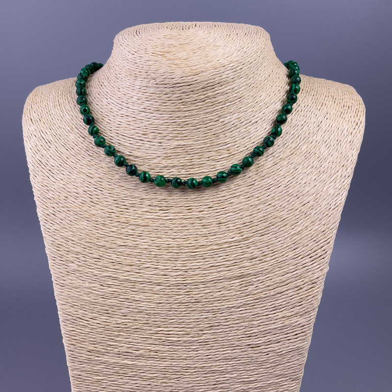 Malachite Necklace (pressed) smooth bead, diameter 6mm+-, length 48cm+-