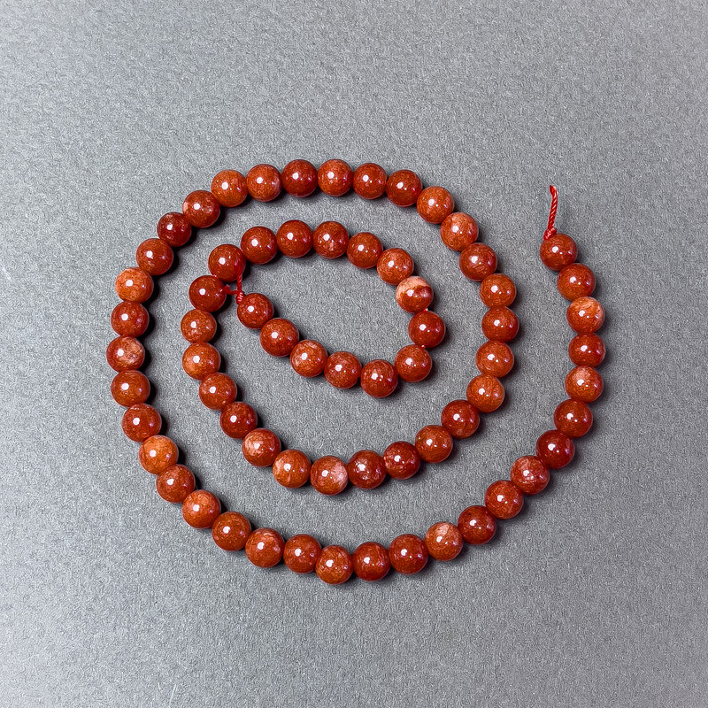Red Jasper Beads (pressed) Smooth Ball, diameter 6mm+-, length 39cm+- on thread