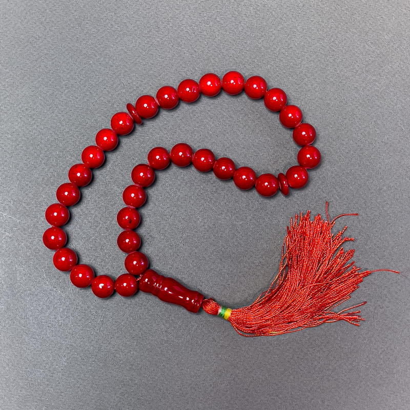 Coral Rosaries (Pressed), Smooth Beads, 12 mm Diameter, 33 Beads, with Coral Inserts