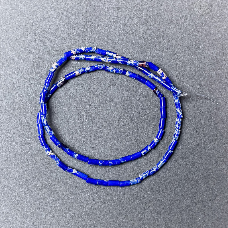 Blue Variscite Beads (pressed) - Faceted, diameter 2×4 mm, length about 38 cm on thread