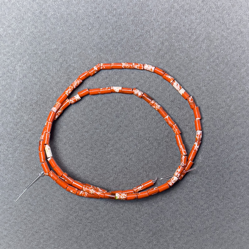 Orange variscite beads (faceted), 2×4mm diameter, length 38cm ±, on fishing line