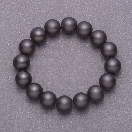 Synthetic Shungite Bracelet, Smooth Beads 12mm, Length 18cm (Elastic)